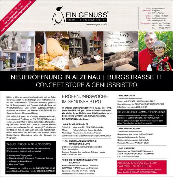 HelmutReinke's tweet photo. @Alzenau bekommt ein neues Genuss Bistro #Genuss pur versprochen http://t.co/8Y3Nu82sZp