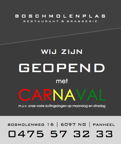 WIJ ZIJN GEOPEND MET DE CARNAVAL! Lunch | diner | koffie | borrel  

Woensdag t/m zondag vanaf 12.00 uur