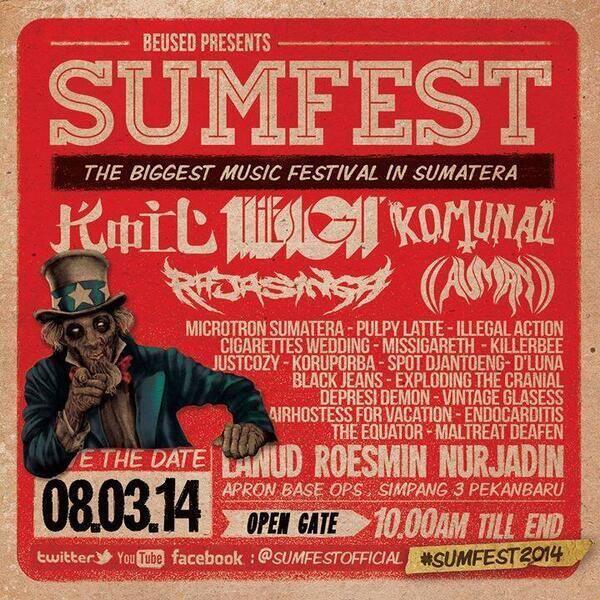 #xtremeinfo Sebuah festival musik terbesar di Sumatera, Sumatera Festival 2014 akan digelar tanggal 8 Maret mendatang