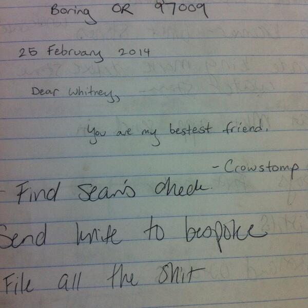 Decalf_PDX's tweet image. Found amongst all my to do notes this morning at work. #besties #hiddennotes