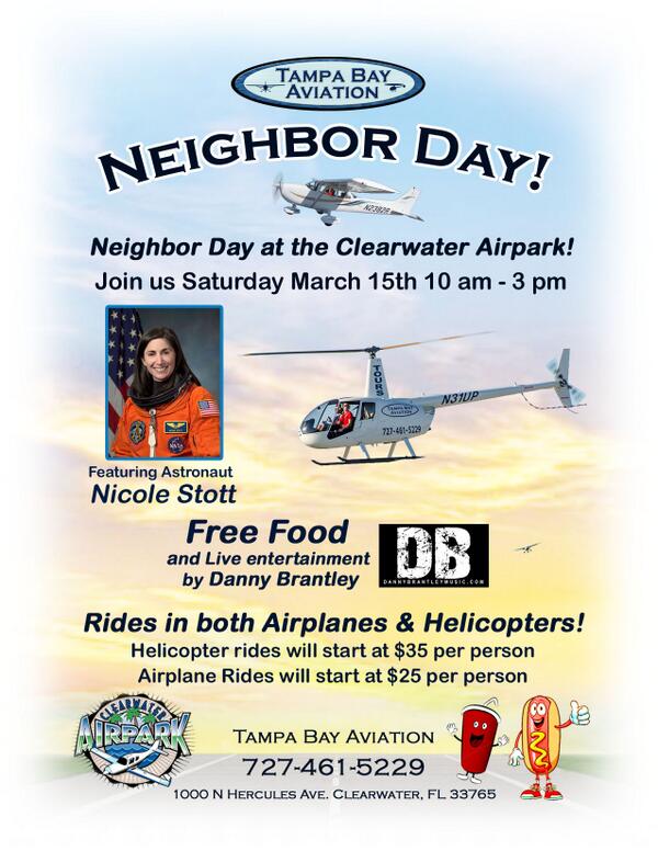 TBAviation's tweet image. Check Out Neighbor Day March 15th! #idratherbeflying #tampabayaviation