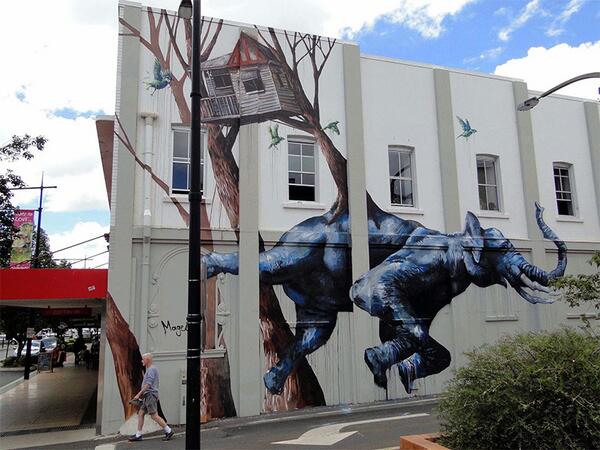 thisiscolossal's tweet image. Check out these phenomenal murals by Brisbane-based artist Fintan Magee.  thisiscolossal.com/2014/02/gueril…