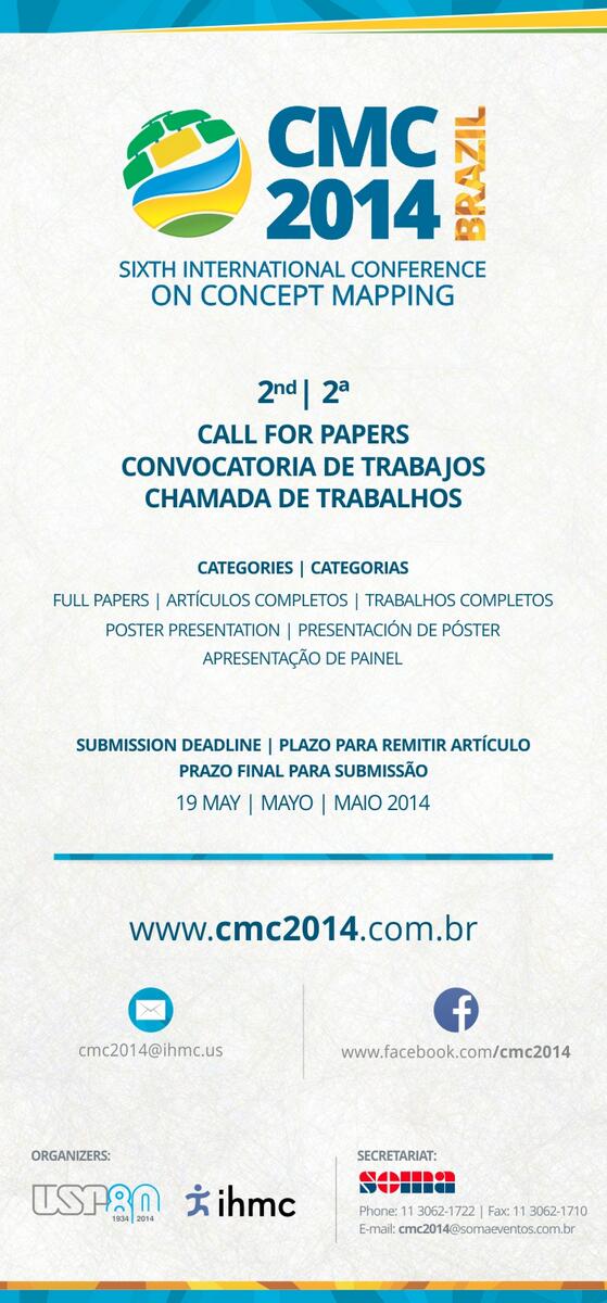 cmaptools's tweet image. #cmc2014 Call for Papers 6th Int. Conference on Concept Mapping #cmaptools