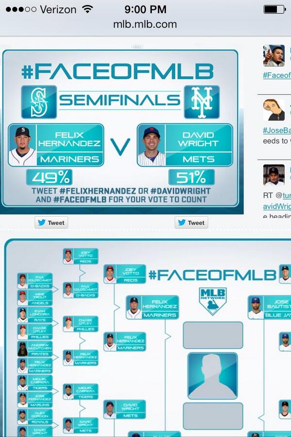 Closing the gap. Keep it going! #FelixHernandez #FaceofMLB