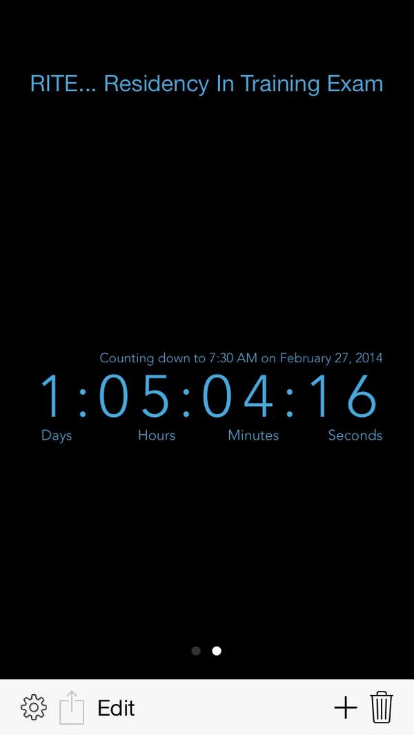DanielVelaMD's tweet image. 1 day and 5 hours remaining until RITE... Residency In Training Exam... #KeepStudying