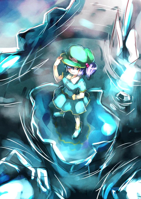 にとり説明しよう!。水を操る問い事はその原子すらをも操作する事だ!#深夜の真剣お絵描き60分一本勝負 
