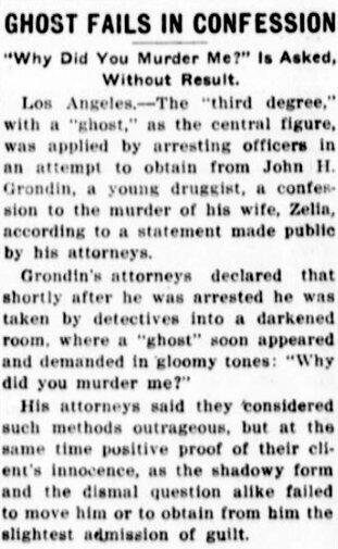 Limerick1914's tweet image. A police officer dressed up as a "ghost" to gain a confession. It failed. (Los Angeles, February 1914) @historyweird