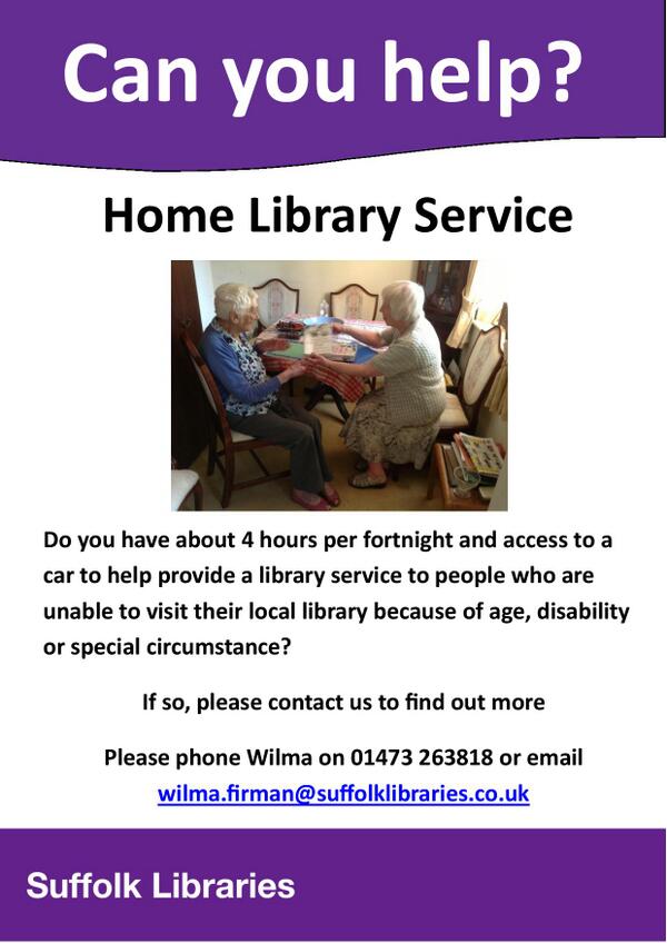SudburyLibrary's tweet image. Anyone interested in #volunteering for #Homelibraryservice.  Get in touch! details in the picture. #library #hls