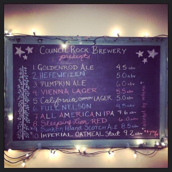 CouncilRockBrew's tweet photo. Whats on tap 3.5.14 http://t.co/Zki4TdcASq