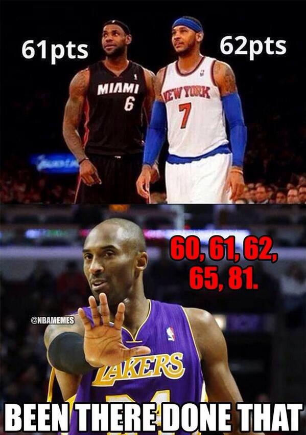 BasketballPics's tweet photo. Kobe vs Lebron and Melo! http://t.co/bA06IJxZyV