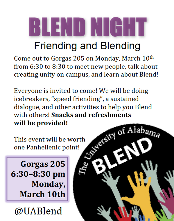 Crossroads_UA's tweet photo. Are you busy on Monday? Holla at @uablend! http://t.co/KERWlwTVSQ