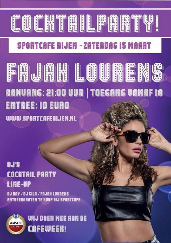 sportcaferijen's tweet photo. 15 maart komt @fajah_lourens draaien in het @sportcaferijen! Kaarten zijn vanaf morgen te koop bij Sportcafe en Smaak http://t.co/nhugRNA3Se