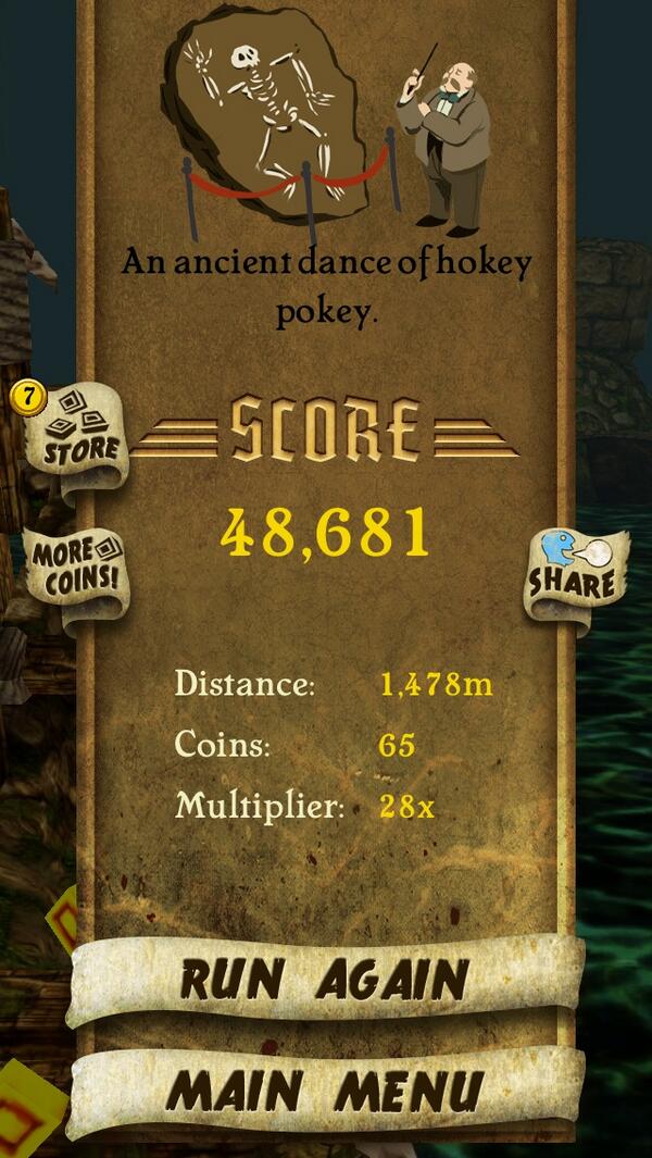 I got 48,681 points while escaping from demon monkeys. Beat that! bit.ly/TempleRunGame #TempleRun