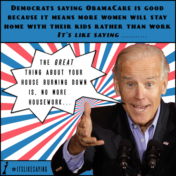 IWV's tweet photo. Biden #ObamaCare Spin: #ItsLikeSaying the great thing about your house burning down… | http://t.co/mM5BSsZSkD http://t.co/qQ0YXQXFWH