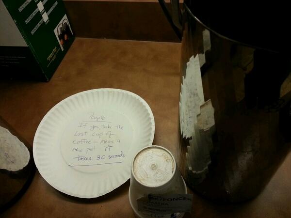 UncleLouSays's tweet image. Office people not happy with coffee takers who ain't making #officenotes