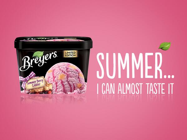 Breyers's tweet image. A case of the winter blues? A carton of Summer Berry Cobbler – you’re welcome!