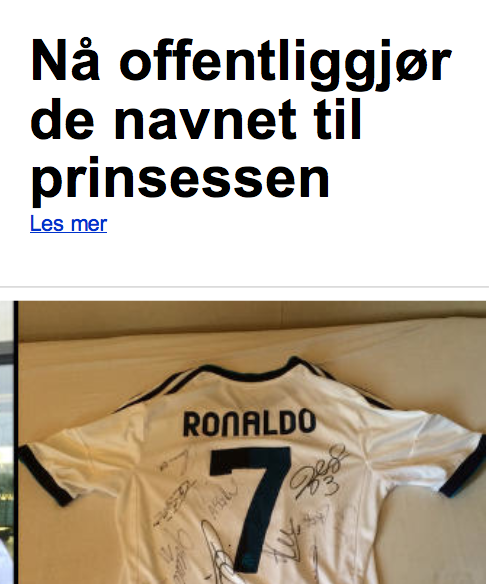 TufteJo's tweet photo. Prinsesse Ronaldo ble det. Jeg tippa Rooney. http://t.co/tsSmTH37lx