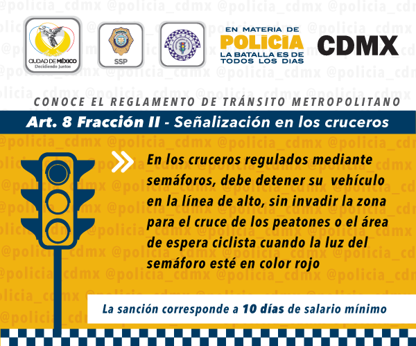 SSC_CDMX's tweet photo. Le invitamos a conocer el Artículo 8° fracc II del Reglamento de Tránsito M. Evite ser sancionado #ConozcaElRTM http://t.co/m9C0Skr3Aj