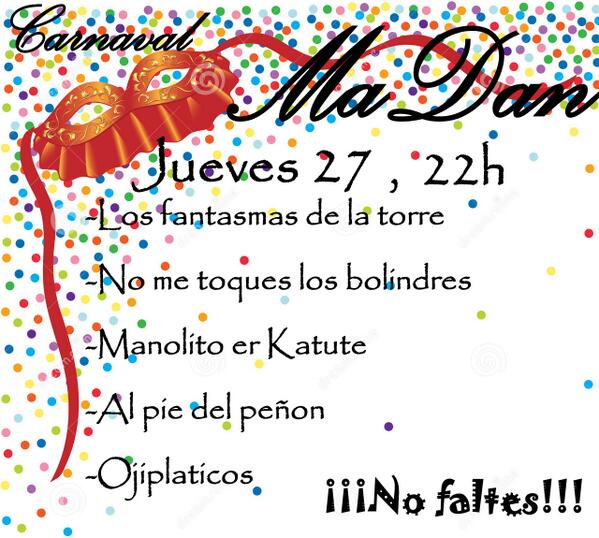MaDanCafeCopas's tweet photo. Carnaval MaDan @ErKatute @juanfloreslobo @ComparsaMario @anillety http://t.co/os6mQGuekM