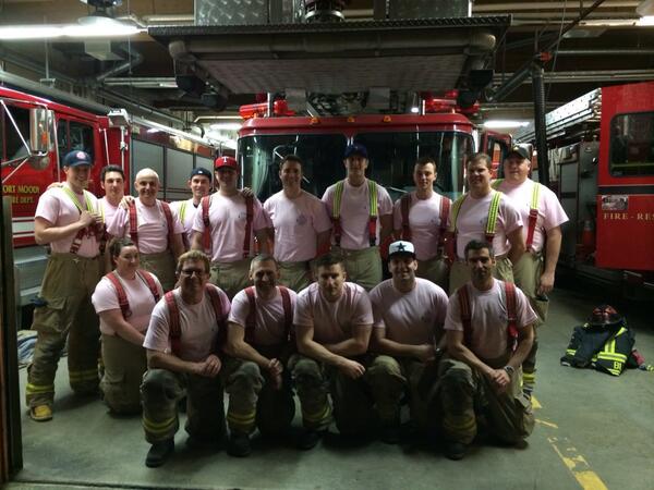 Let's help to end bullying. Our volunteer firefighters sporting their #pinkshirts #iamsomeone #pinkshirtday