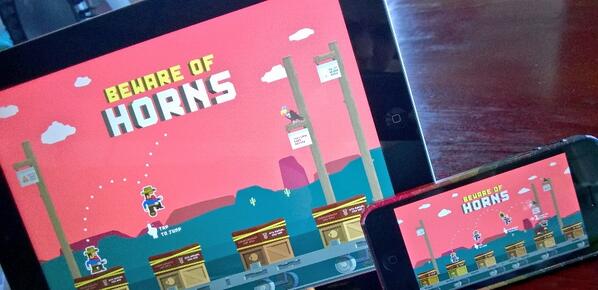 2TonStudios's tweet photo. #BewareOfHorns coming soon to phones and tablets. Try for free http://t.co/8gfVK9TbzO #gamedev #flappyjam http://t.co/K8hqZGFG8C