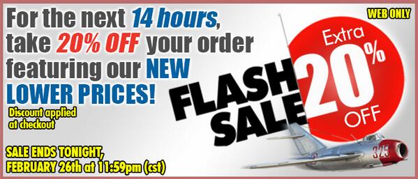 SquadronShop's tweet image. #flashsale 20% off your order #webonly buff.ly/N3vCmg 
#modelkits #scalemodels #squadronfans