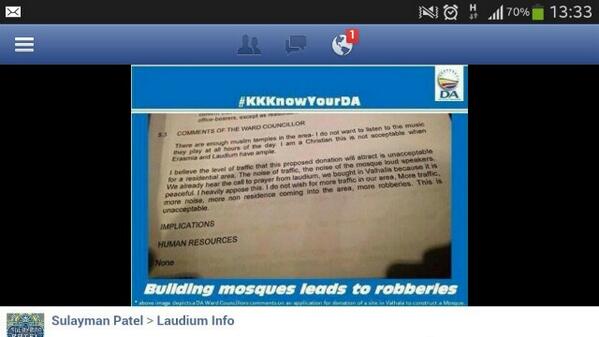 adocs5's tweet image. Is this the DA&apos;s view on Islam n buildin of mosques @myanc @julius_s_malema whats ur view   RT @DockratM: @helenzille
