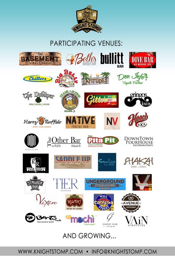 KnightStomp's tweet image. Check out all the participating venues in #KnightStomp this year!
