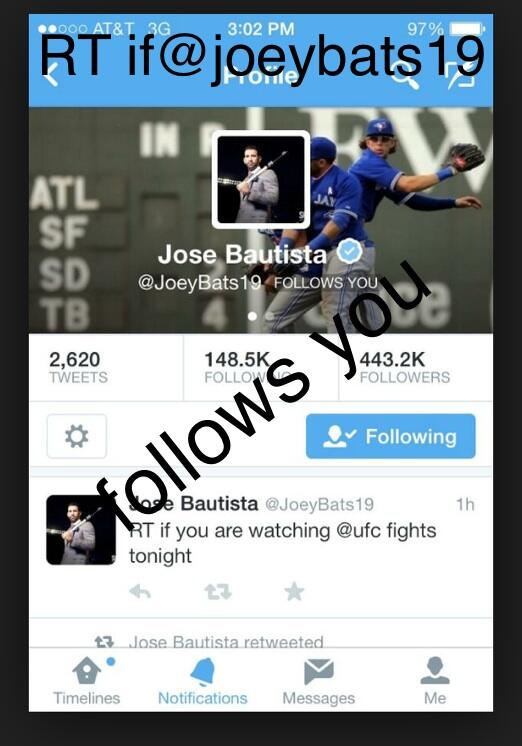 JoeyBats19's tweet photo. RT if I follow you or you want me to follow you #josebautista #faceofmlb http://t.co/lJVG2KHo8z