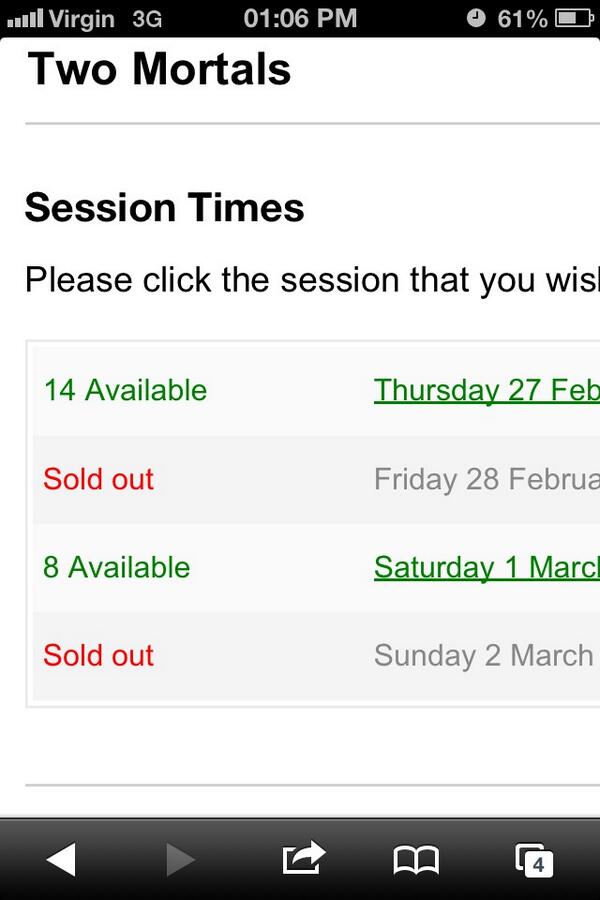 TwoMortals's tweet image. Last chance! Tickets are selling fast. Tonight and Saturday are the last opportunity. Book via @LaMamaTheatre