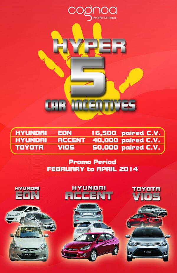 <a href="/Cognoa/">CognoaInternational</a> 's car incentives!!!
Join us and be able to get these incentives! For only P2,888!