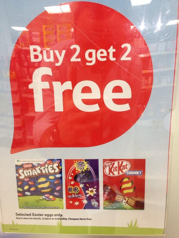 HolmefieldRdExp's tweet photo. More great deals. Easter eggs an amazing Buy 2 Get 2 Free. That's cheep!! They will fly off the shelves!! http://t.co/gvfRuzz9EP