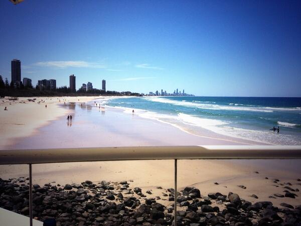 Nice one RT @smartwomancoach: Life's good:) lunch at #OskarsonBurleigh #sun #sand #surf #shoulderrecovery #coldbeer