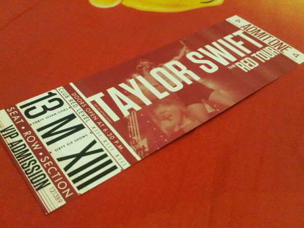 Desryyy's tweet photo. Aaw aw aaw!!!! Red Tour Ticket.... @tayswiftidcom http://t.co/6g8Ypu6nVg