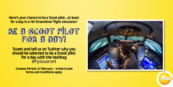 flyscoot's tweet photo. Always wanted to know what it's like to be a 787 pilot? Here's your chance! http://t.co/Fj1WrTgsfS #FlyScoot787 http://t.co/OLDv5yAOiE