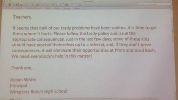 StudentsForWRHS's tweet image. There is a difference between sensible rules and imprisonment. Ms White is trying to stick to the seniors #occupyWRHS