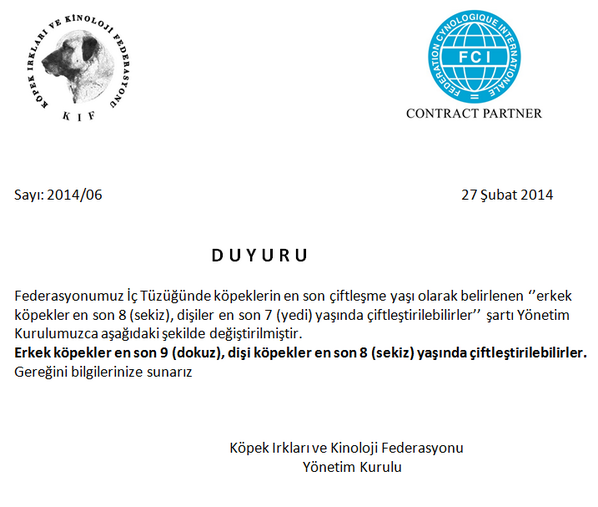 Erkek ve dişi köpeklerin çiftleşme yaşları ile ilgili yeni düzenleme