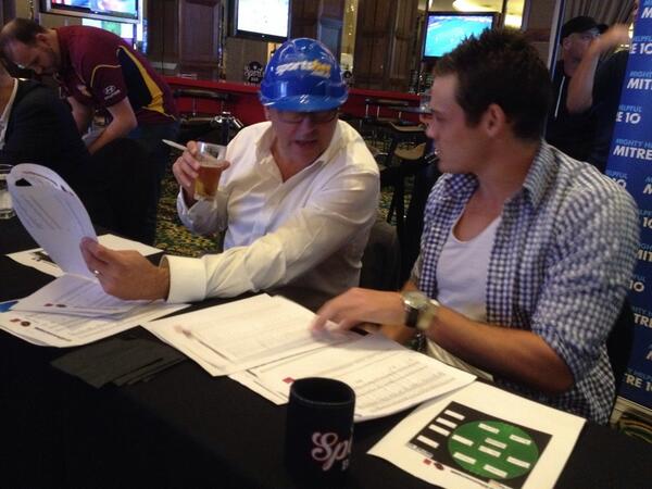 sportsbetcomau's tweet photo. Talking tactics after Cambo picked brad Couch in the sixth round! @nathangrima17 #scdraft http://t.co/6xEHZgm3LI