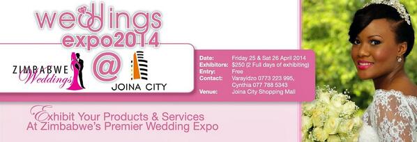 Joina City Zimbabwe (@joinacityzw) on Twitter photo #WeddingExpo <a href="/JoinaCityZW/">Joina City Zimbabwe</a> 25 & 26 April 2014
$250 for exhibitors(2 Full Days of Exhibiting)
Free entry
#Twimbos #WeddingExpo <a href="/JoinaCityZW/">Joina City Zimbabwe</a> 25 & 26 April 2014
$250 for exhibitors(2 Full Days of Exhibiting)
Free entry
#Twimbos