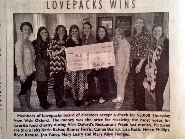 VisitOxfordMS's tweet photo. Congratulations @lovepacksoxford for winning $5,000 for most votes during OxfordRestaurantWeek! Picture @OxfordEagle http://t.co/Bg5TAACOVn