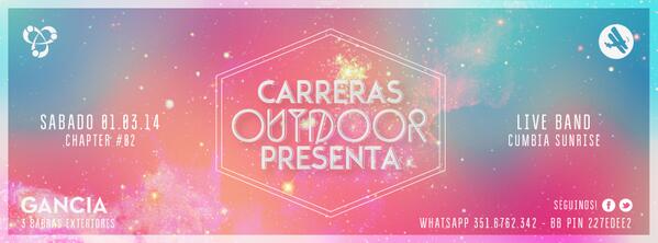CarrerasCba's tweet image. ★ CARRERAS OUTDOOR #CHAPTER02 ★ SABADO 1 MARZO ♦ DJS PARTY : MAXI ZOCALLI &amp;amp; PABLO GUIA ♦ LIVE BAND : SUNRISE CUMBIA ♦