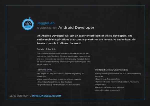 We are looking for an Android Developer to join us.