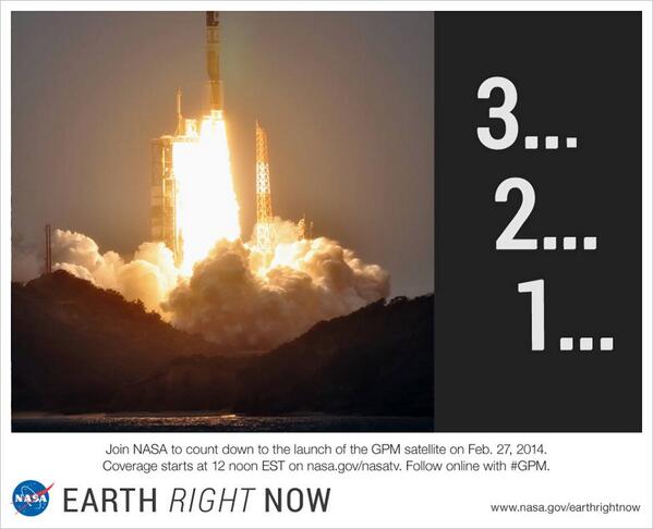 NASARain's tweet photo. Watch live coverage of the #GPM launch on #NASA TV, starting NOW: http://t.co/hvMEshoPEX http://t.co/5Y8EhTaxAc