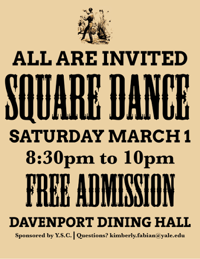 YaleCru's tweet photo. Square Dance on Saturday. Be there or be... oh wait... http://t.co/2Q6Dik6UJu