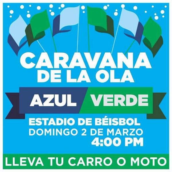 MarcosDanielPG's tweet photo. Te invitamos a participar de la Gran Caravana de la OLA AZUL y VERDE en Montería. @noragarciab y @davidbarguil http://t.co/IPf2DfyK37