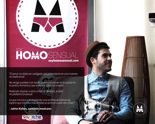 SoyHomosensual's tweet photo. Bienvenido @JaimeKohen a la vida fuera del clóset. Abrazo de todo el equipo de #SoyHomosensual. #TuyYoDeColor http://t.co/EV2pwbd6Yy