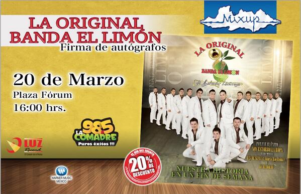 Originallimon's tweet photo. No dejen de asistir a la firma de Autógrafos en la  Plaza Fórum el 20 de Marzo Junto a @LaComadre985 http://t.co/IroGWdH4XL
