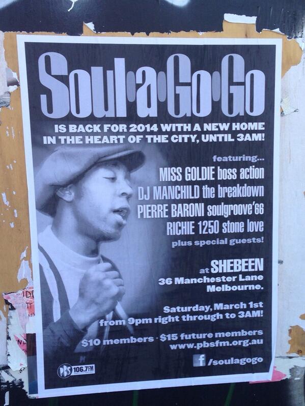 #soulagogo back tomorrow night, this time at @ShebeenBar #Melbourne @pbsfm #Soul #vinyl