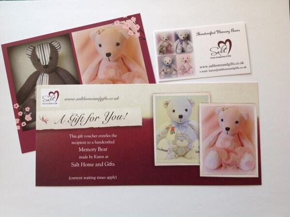 SaltMemoryBears's tweet image. Gift vouchers now available! £46.95 covers the cost of a handcrafted bear with return postage