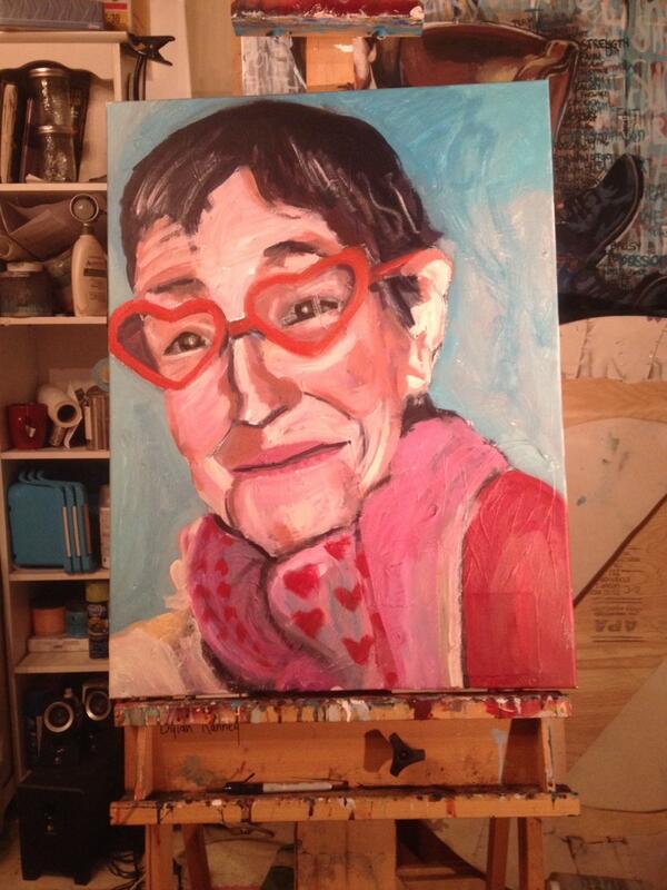 dylan_ranney's tweet photo. Miss you Norreen, excited to get your portrait done @dylan_ranney #norreenbranson #acrylic http://t.co/qk2bEeYHS0
